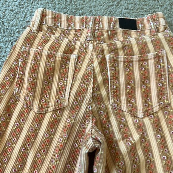 Urban Outfitters BDG Orange Floral Stripe Corduroy High-Rise Mom Pants - Picture 5 of 6